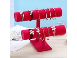 Suporte de exibição de pulseiras e scrunchies de pelos em duas fileiras rosa claro para loja e lar | S/MARCA