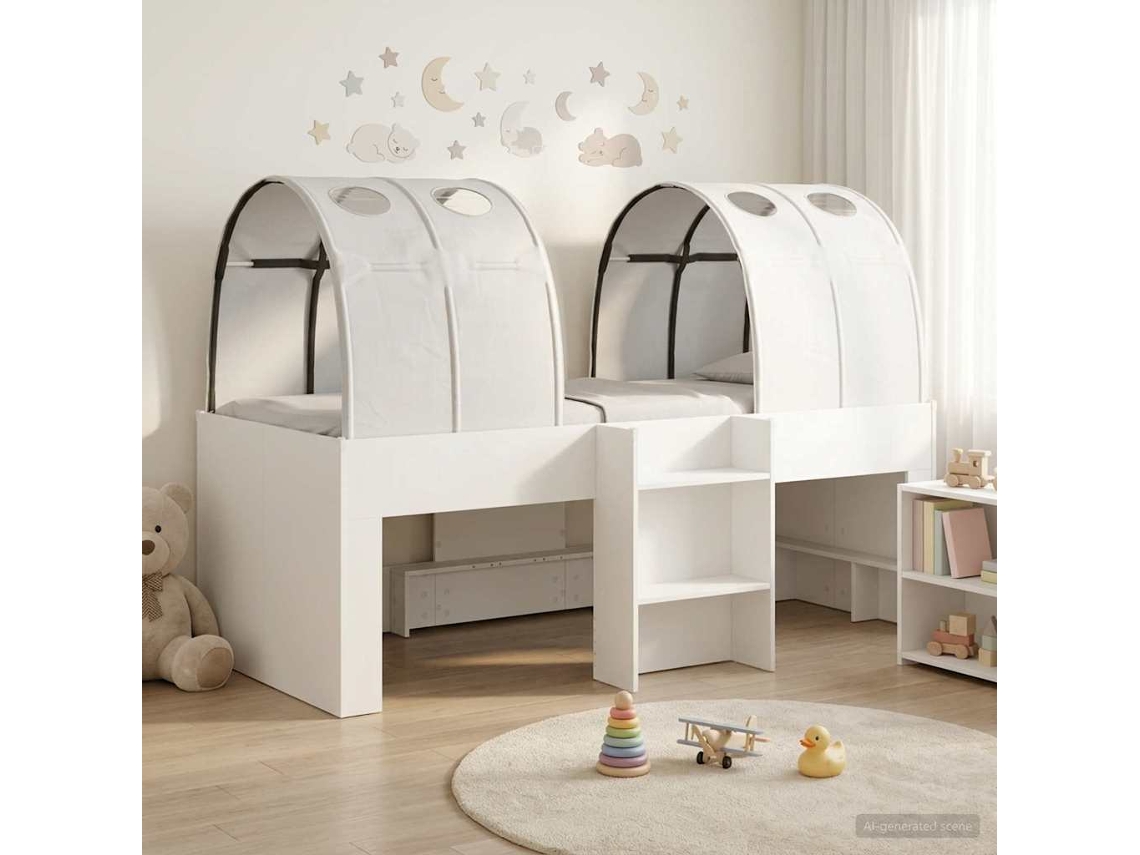 Vidaxl Cama Com Túnel 3 Unid. Branco Derivados De Madeira