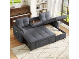 Sofá L Moderno, Modular, Retrátil Com Função De Dormir, Baú, Porta-copos Rebatível, Ideal Para Sala.