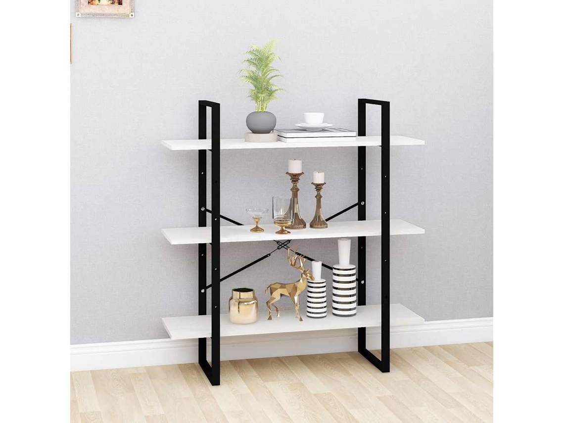 Vidaxl Estante Com 3 Prateleiras 100x30x105 Cm Pinho Maciço Branco