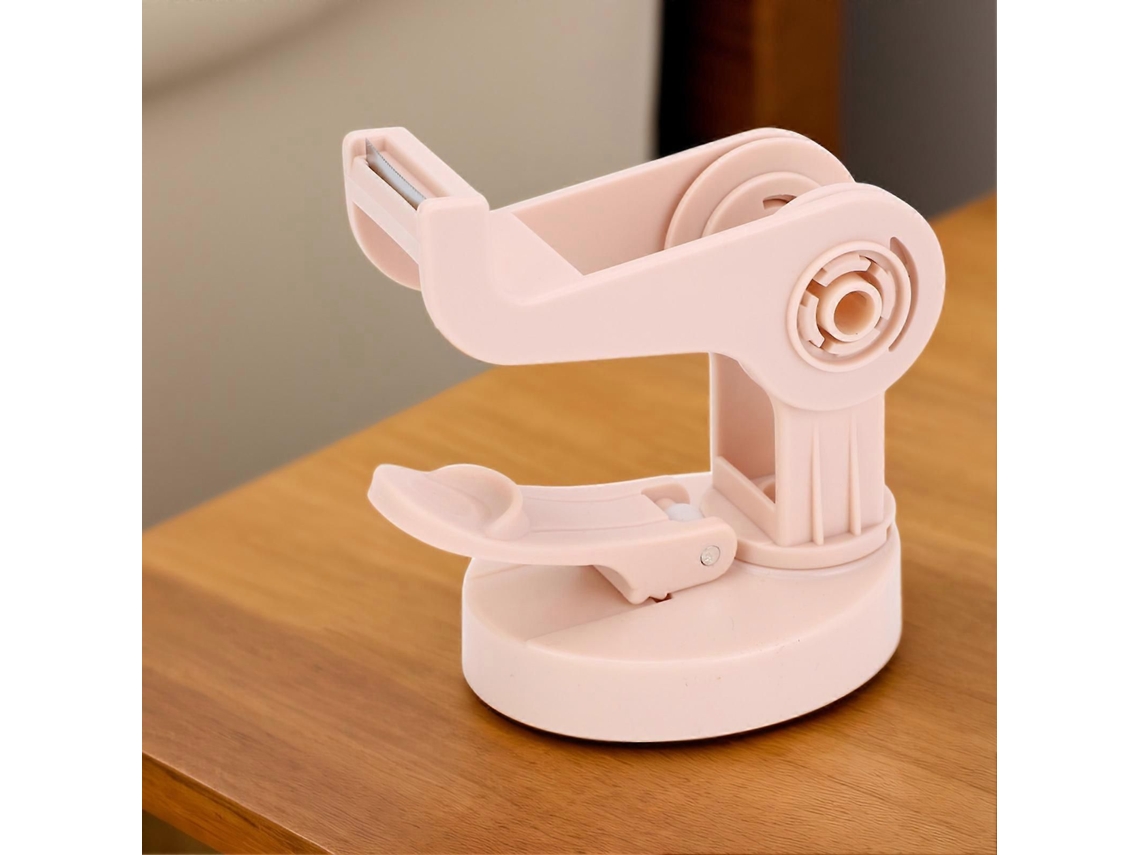Dispensador de Fita Adesiva de Mesa com Ventosa, Ajustável, com Suporte para Rolo. Cor: Rosado. GOKOCO