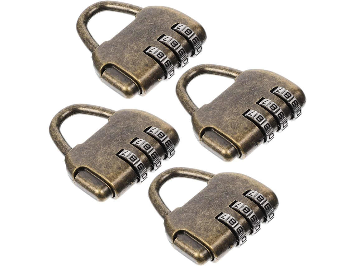 Conjunto De 4 Cadeados Antigos Liga Zinco Com Combinação, Estilo