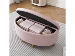 Banco Estofado 90x40x42 Rosa Com Armazenamento