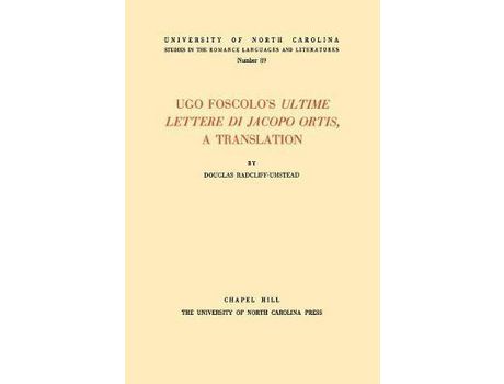 Livro Ugo Foscolo'S Ultime Lettere Di Jacopo Ortis: A Translation de Ugo Foscolo ( Inglês )