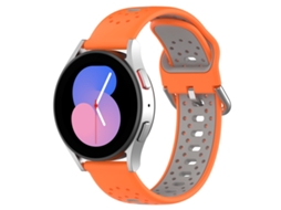 Bracelete para Samsung Galaxy Watch 4 Silicone Respirável Duas Cores 20mm Laranja e Cinza XIAOMOYU