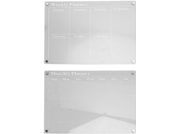 Calendrier Acrílico Effaçable À Sec Transparente 3 Marcas 39,9 X 30 Cm Para Organização Familiar