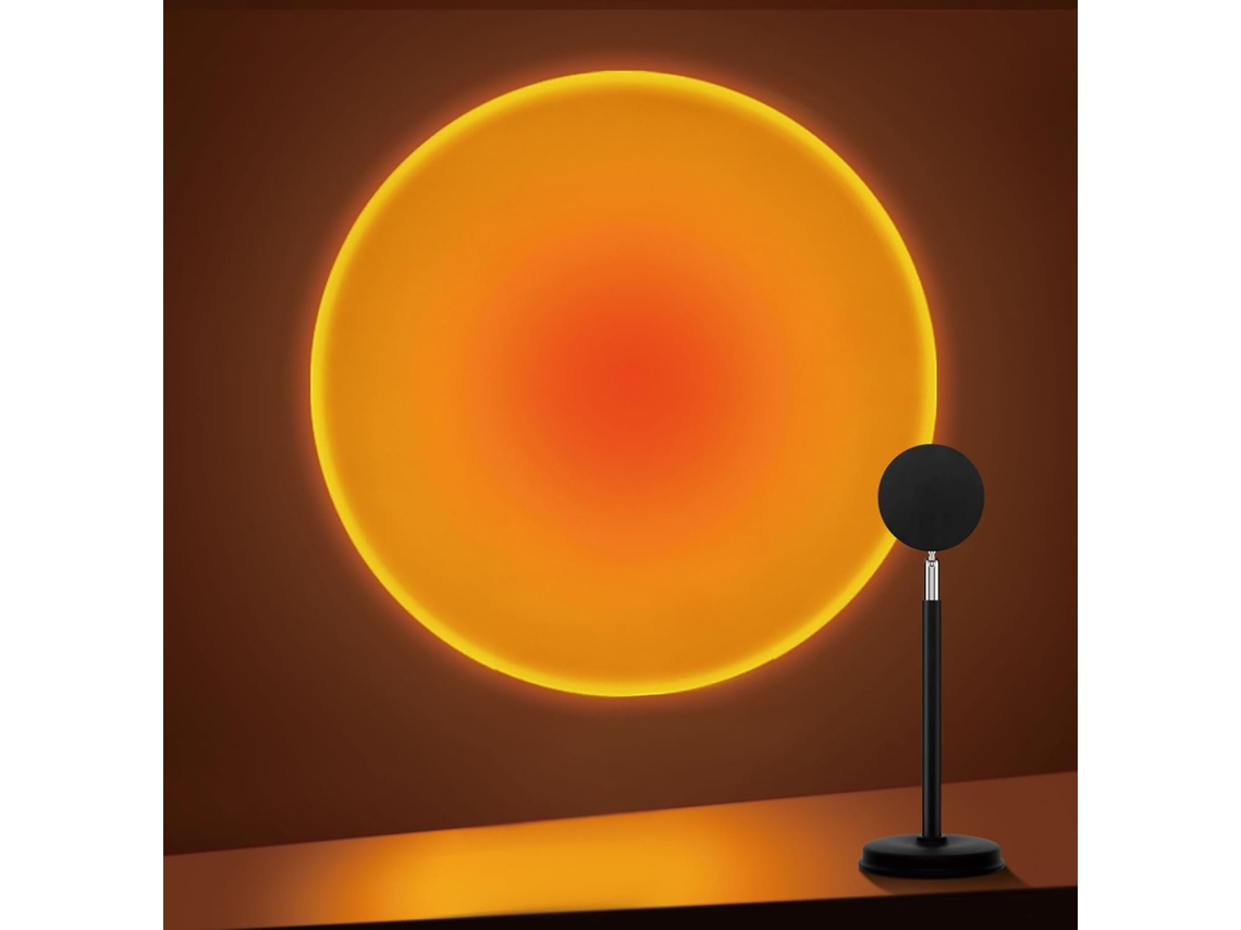 Projetor de Pôr do Sol com Luz Solar Giratória 180 Graus, Luz Noturna Led e Porta Usb. Ideal para Fotografia Decoração de Festas BRILVIBERA