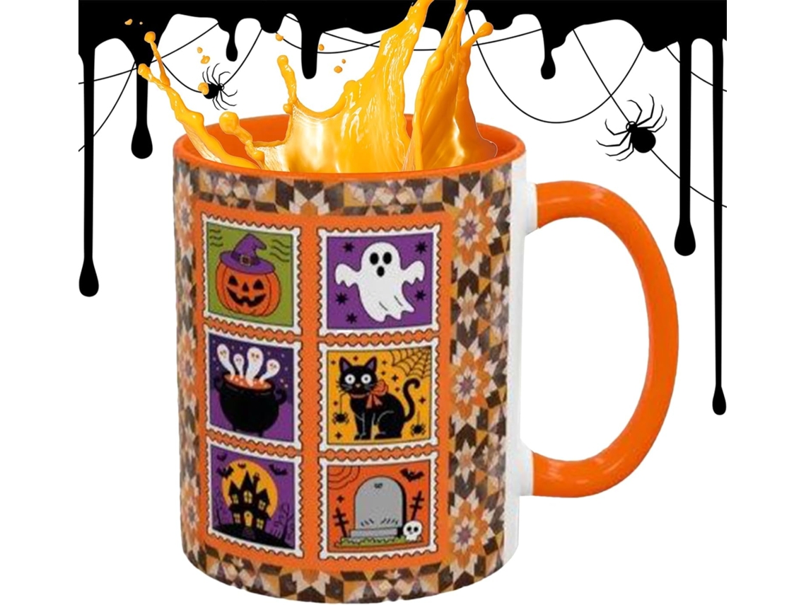 Caneca De Halloween | Caneca De Cerâmica De 380ml Com Design Gótico E Isolamento Térmico Para Bebida Gokoco