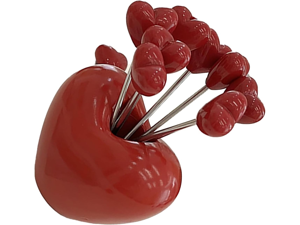 Kit De Garfos Para Frutas Em Aço Inoxidável Com Suporte, Multiuso Para Lanches, Inclui Base De Armazenamento