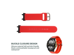 Pulseira de Silicone Ajustável para Amazfit T Rex 2 Relógio Inteligente Vermelha