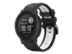 Bracelete para Garmin Instinct 2 Solar Silicone Esportivo Duas Cores Preto + Branco XIAOMOYU (22mm)