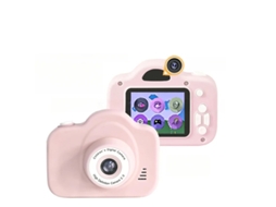 Câmera infantil Yizhood 1080p HD com câmera dupla e foco automático rosa