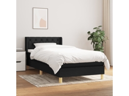 Vidaxl Cama Com Molas/colchão 80x200 Cm Tecido Preto