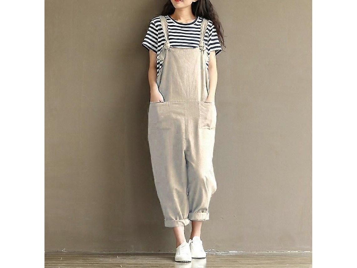 2026 macacão Casual Feminino Solto de Alcinha com Material de Algodão para Verão Primavera Outono