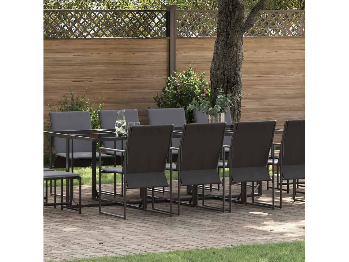 Vidaxl Conjunto de Jantar para Jardim 13 Pcs Preto Aço