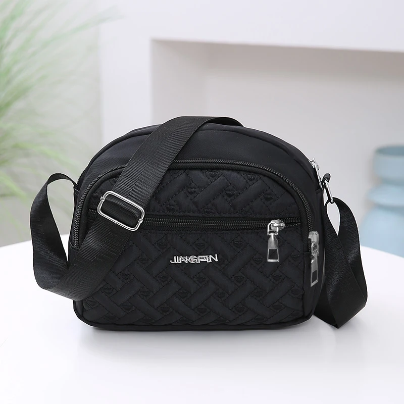 (bj853 Preto) Bolsa De Ombro Feminina Mini Acolchoada Em Nylon Resistente E Impermeável