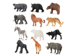 12 Miniaturas De Animais Selvagens Para Aprendizagem Infantil Figuras Sólidas E Estáticas Flashdog Tech