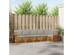 Vidaxl Conjunto De Sofá Sectional 6 Pcs Cinza Natural E Claro