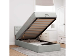 Vidaxl Estrutura Cama Otomana Colchão 80x200 Cm Veludo Cinzento Claro