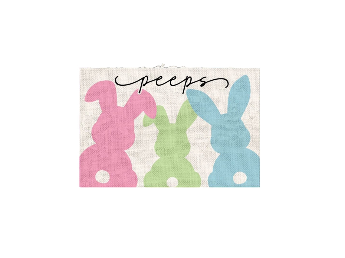 Conjunto 5 Peças Caminho De Mesa E Individuais De Páscoa - Decoração Com Coelhos Para Festas De Jantar