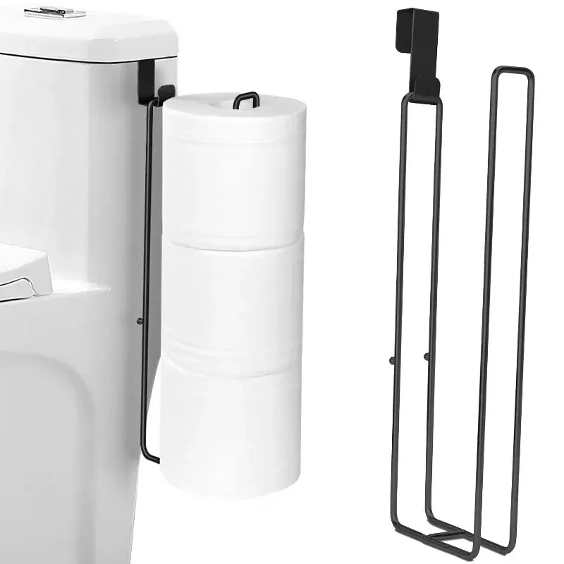 Suporte De Papel Higiénico Autoadesivo Sem Perfuração Com Barra De Toalha Suporte De Papel Higiénico De Banho De Ferro Preto
