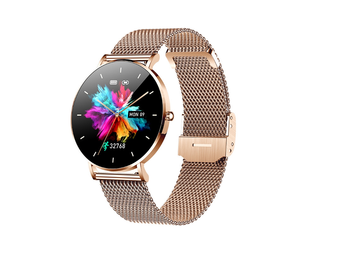 Relógio inteligente, tecido colorido AMOLED de 1,3 polegadas, bateria com duração de 30 dias, à prova d'água IP67, Ouro Bestvite
