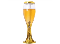 Torre De Chope Com Torneira, Luzes De Led E Tubo De Gelo, 1,5l, Dourada Com Escala Transparente.
