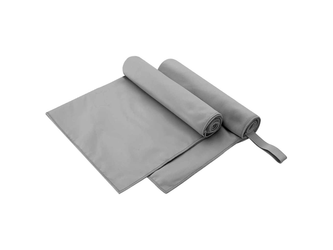 Conjunto 2 Toalhas Esportivas Vidaxl Cinzento Poliéster (100 X 50 Cm)