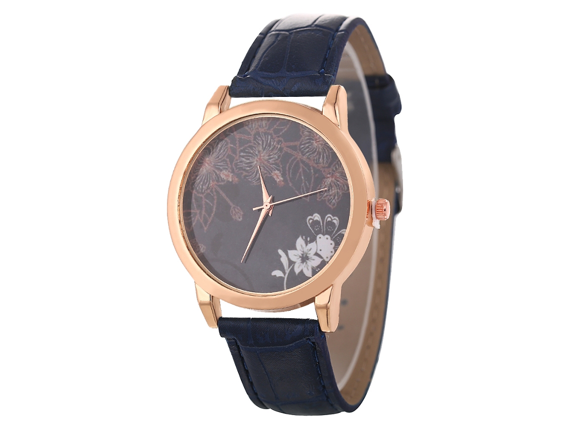 Relógio de Pulso Couples de Quartzo com Pulseira de Couro Pu Estilo Fashion Safira