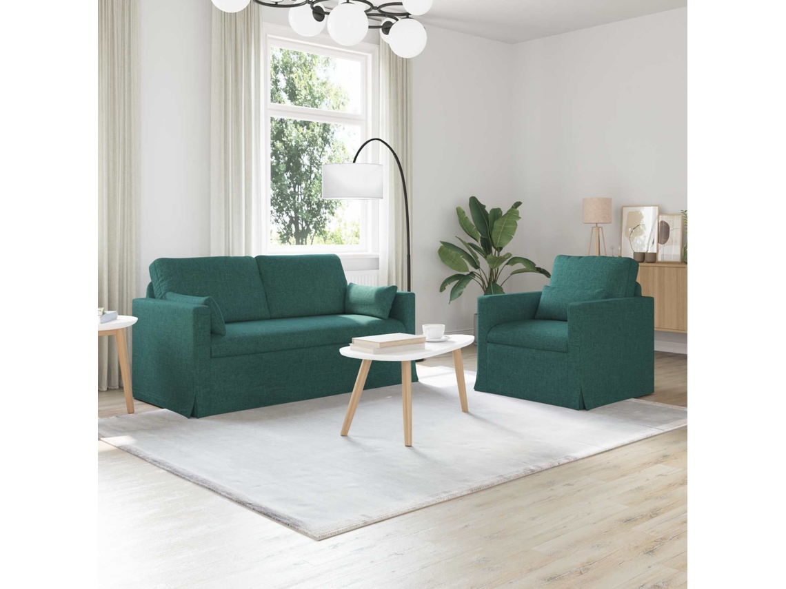 Vidaxl Conjunto De Sofás 2 Unid. Verde Escuro Tecido