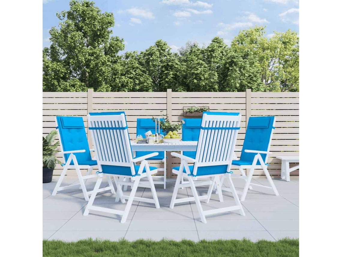 Vidaxl Almofadões Cadeira Encosto Alto 6 Pcs Tecido Oxford Azul-claro