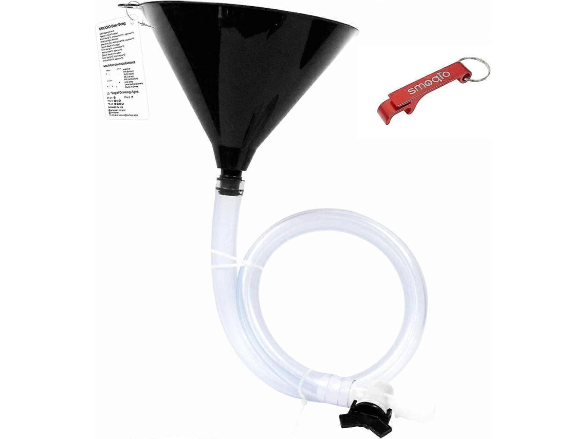 Funnel de Cerveja Double Header Negro com Válvula, Abridor de Garrafas Extra, Material Premium, 1 Pacote