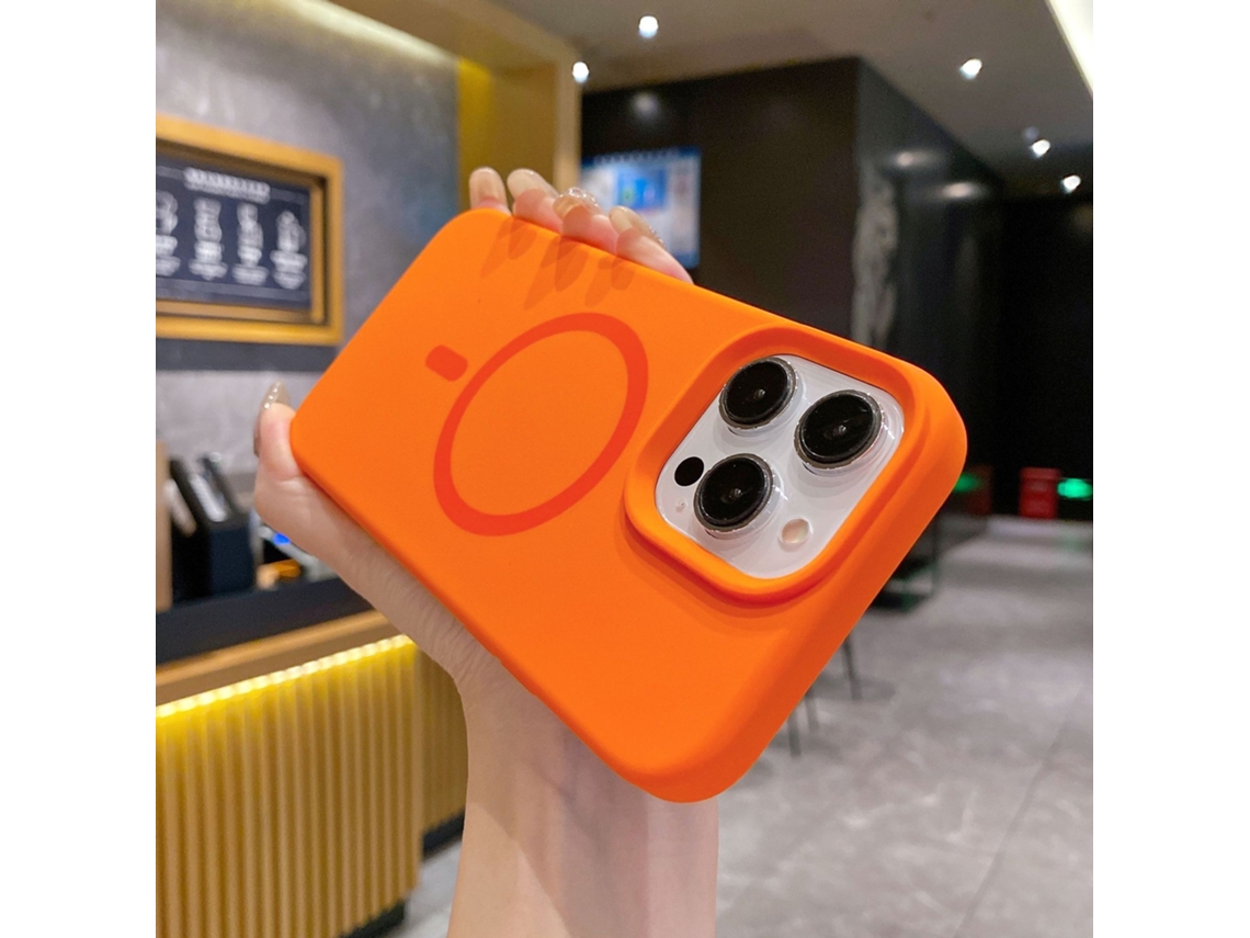 (laranja, Iphone 16 Plus) Capa De Silicone Líquido Para Iphone, Com Forte Fixação Magnética.