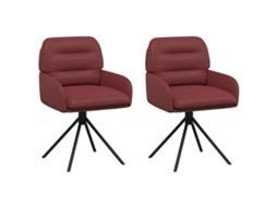 Conjunto 2 Cadeira De Jantar Giratória Vidaxl Vermelho Couro Sintético (59x59,5x90cm)