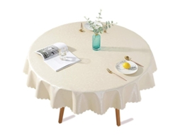 Manta de Mesa Redonda Nova Line de plástico com revestimento PU, à prova d'água, 140cm bege