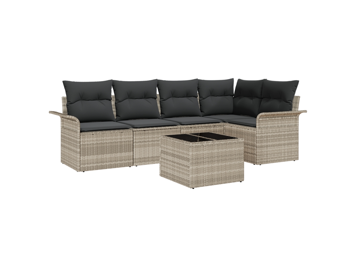 Conjunto 6 Conjunto De Sofás Para Exterior Vidaxl Cinzento Vime Pe (242,5 X 132,5 X 69 Cm)