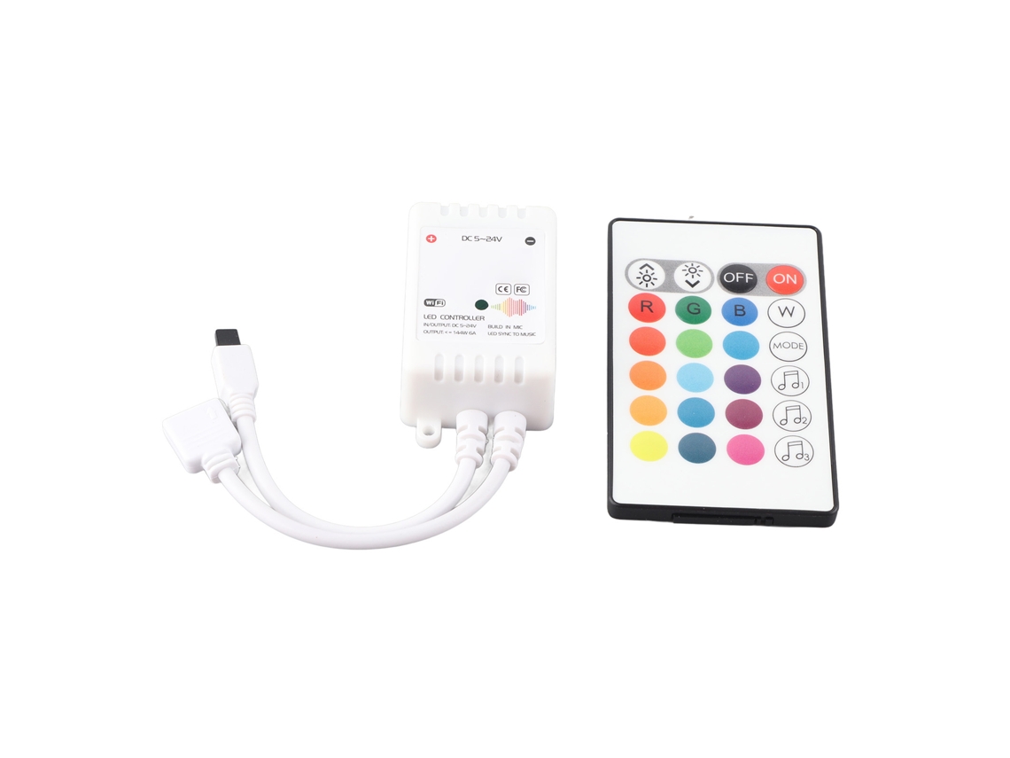 Controlador De Fita Led Wifi Bluetooth Com Controle De Voz Inteligente 24 Chaves