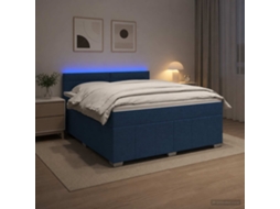 Vidaxl Cama Box Spring Com Colchão Azul 140 X 200 Cm Tecido