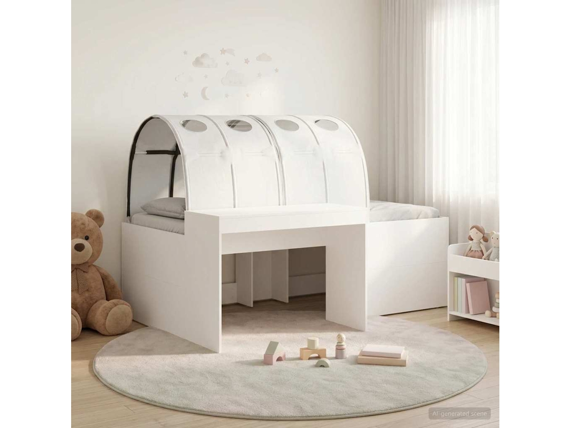 Vidaxl Cama Com Túnel Com Prateleira 3 Unid. Branco Madeira Processada