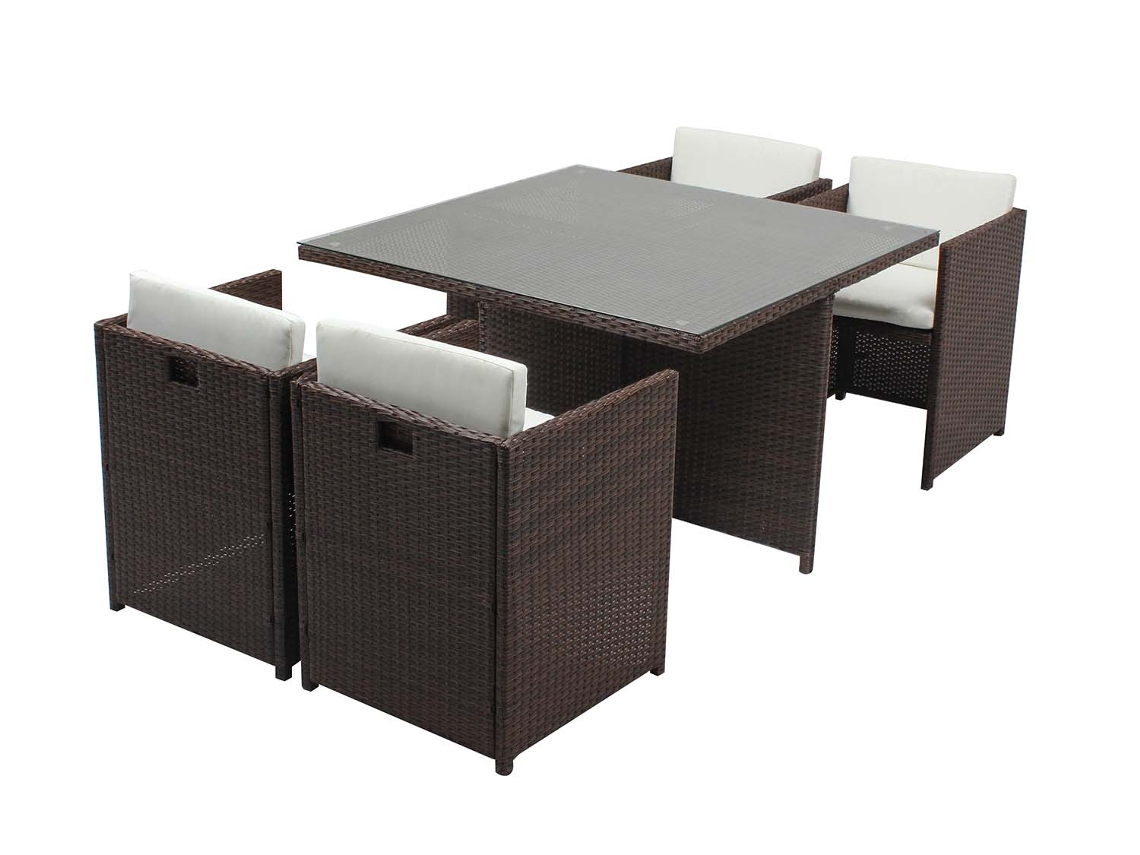 Conjunto de Refeição CONCEPT U Miami 4 pessoas em Brown Sprayed Resina Poly Rattan