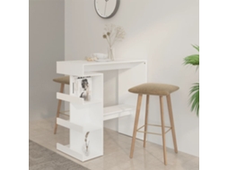 Vidaxl Mesa De Bar C/ Prateleiras Derivados De Madeira Branco