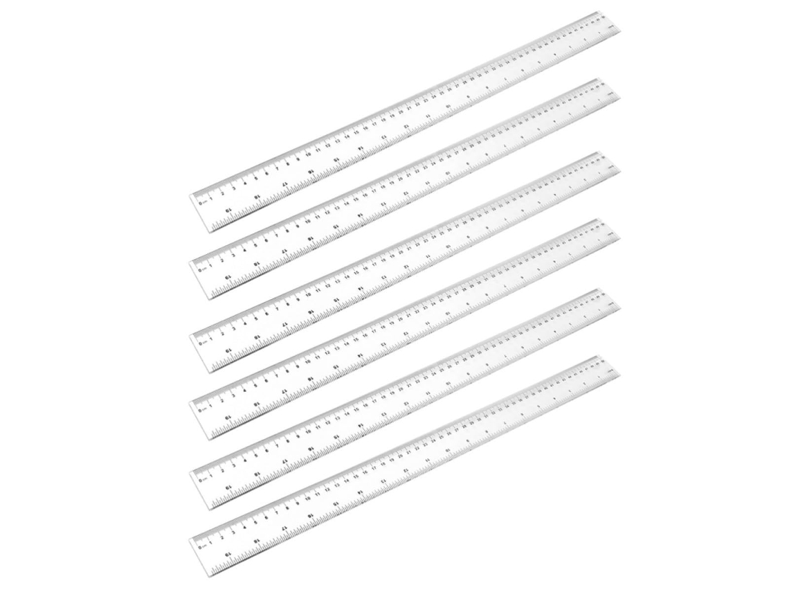 Régua linear de plástico transparente Orfofe, conjunto de 6 peças, ferramenta de medição precisa de 50 cm para estudantes.