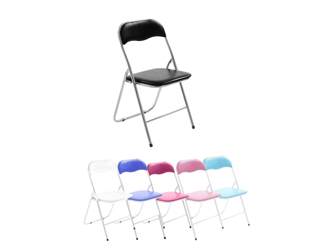 Silla Plegable Metálica | Acolchada En Asiento Y Respaldo | 44 X 45 X 80 Cm Gris / Azul