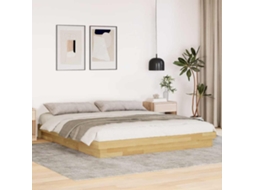 Estrutura De Cama Sem Colchão 200x200 Cm Maciça De Carvalho