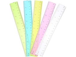 Régua Flexível de Plástico de 30cm, Conjunto de 5 Peças, Superfície Lisa e Durável, Ideal para Mesa, Estudantes e
