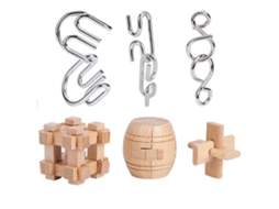 6 Peças De Quebra-cabeça Inteligente De Madeira E Metal Diy Para Adultos E Crianças Brinquedo De Puzzle E566