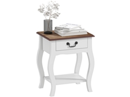 Cabeceira com gaveta e prateleira DECORALAR TECH, estilo francês, 45x35x55 cm, branco e carvalho