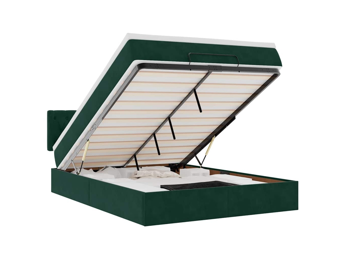 Estrutura de Cama Otomana com Colchão Verde Escuro MAISON EXCLUSIVE (140x190 cm)