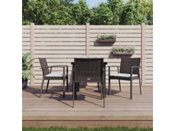 Vidaxl 5 Pcs Conjunto De Jantar P/ Jardim C/ Almofadões Vime Pe E Aço