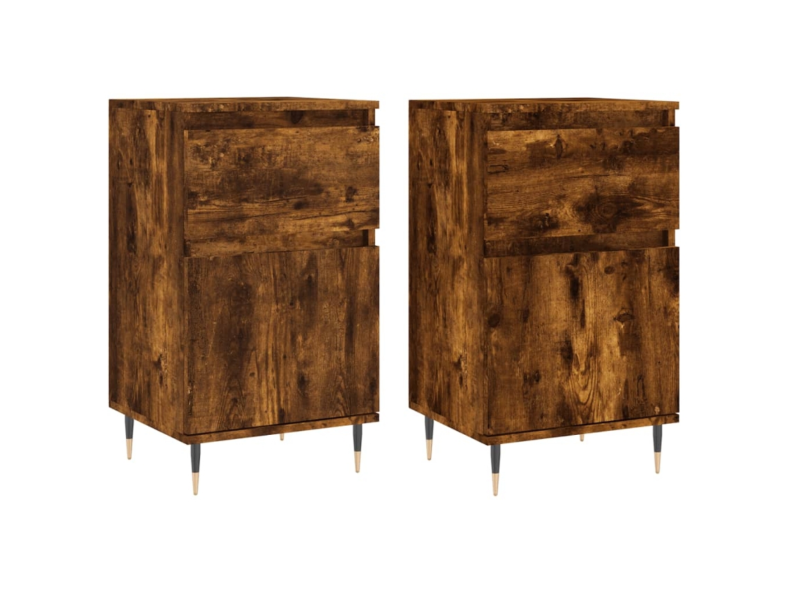 Conjunto de aparadores 40x35x70 cm em madeira de carvalho defumado da Madeira, EXCLUSIVO DA MAISON